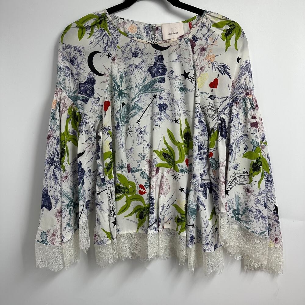 5 a'‎ 7 Cinq a' sept Floral Boho Silk Tunic